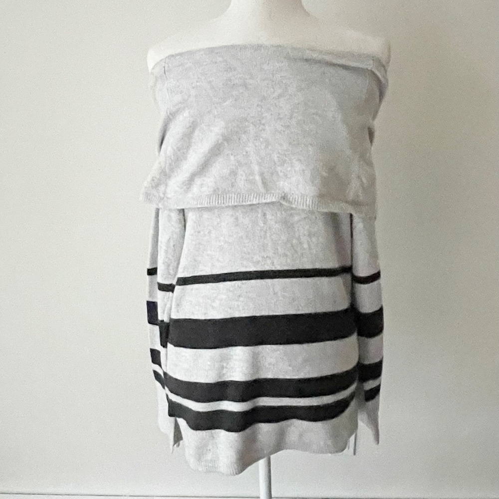LOFT | Striped Foldover Off Shoulder Sweater *NWT* - Picture 7 of 13